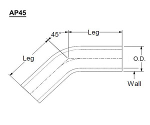 45 degree bend aluminum pipe-dia