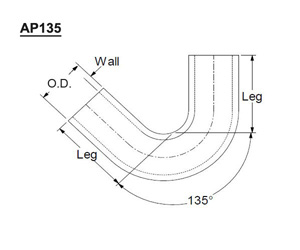 135 degree bend aluminum pipe-dia